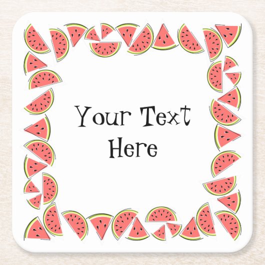 Watermelon Pieces Square Text Rechteckiger Pappuntersetzer (Vorderseite)