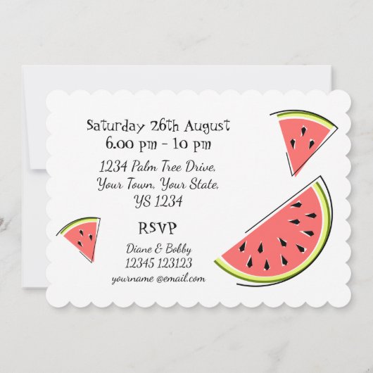 Watermelon Pieces Summer GRILLEN Einladung horizon (Rückseite)
