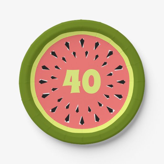 Watermelon Pink 40-Age-Papier-Teller Pappteller (Vorderseite)