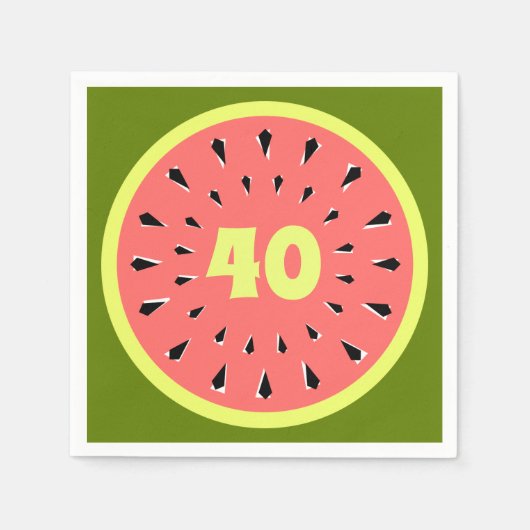 Watermelon Pink 40-Age Servietten Papier (Vorderseite)