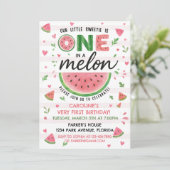 Watermelon Pink Birthday Einladung (Stehend Vorderseite)