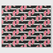 Watermelon Pink Black Birthday Wrapping Paper Geschenkpapier (Flach)