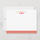 Watermelon Pink Chic Hearts Striped Fans Note Card Mitteilungskarte (Vorderseite)