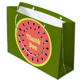 Watermelon Pink Danke Große Geschenktüte (Rückseite Schrägansicht)