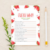 Watermelon Pink Green Guess Who Baby Showspiel Briefpapier