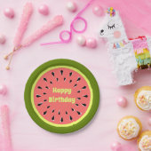 Watermelon Pink Happy Birthday Papier Teller (Party)