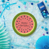 Watermelon Pink Happy Birthday Papier Teller (Party)