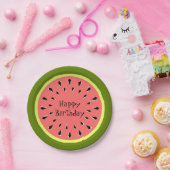 Watermelon Pink Happy Birthday Papier Teller (Party)