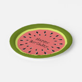 Watermelon Pink Happy Birthday Papier Teller (Schrägansicht)