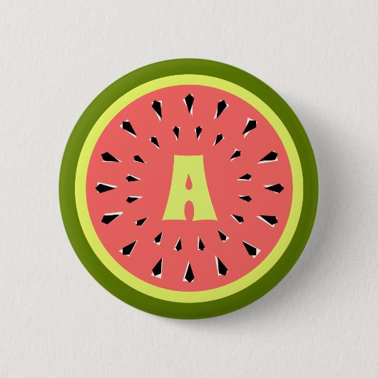 Watermelon Pink Monogram Button (Vorderseite)