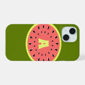 Watermelon Pink "Monogram" iPhone 15 Hülle (Rückseite (Horizontal))