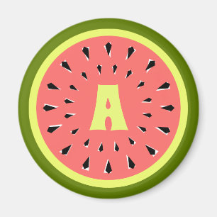 Watermelon Pink Monogram Magnet