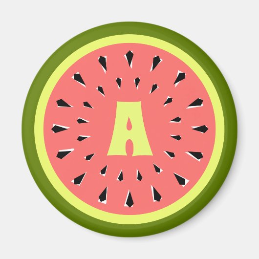 Watermelon Pink Monogram Magnet (Vorne)