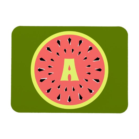 Watermelon Pink Monogram Magnet (Horizontal)