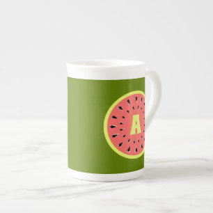 Watermelon Pink Monogram Porzellantasse