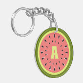 Watermelon Pink Monogram Text Schlüsselanhänger (Vorderseite links)