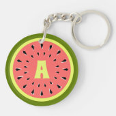 Watermelon Pink Monogramm beidseitig Schlüsselanhänger (Rückseite)