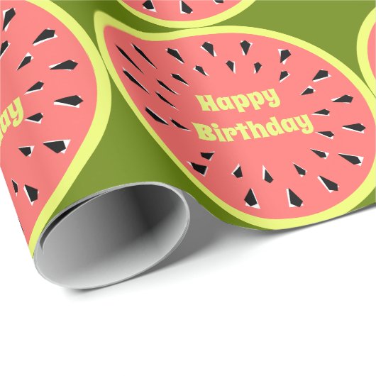 Watermelon Pink Multi Happy Birthday Geschenkpapier (Rolleneckpunkt)