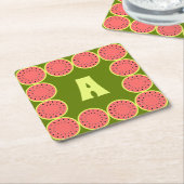Watermelon Pink Multi Monogram Rechteckiger Pappuntersetzer (angewinkelt)