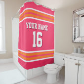 Watermelon Pink Orange White Stripes Sports Jersey Duschvorhang (Beispiel)