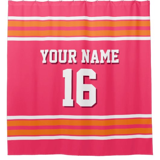 Watermelon Pink Orange White Stripes Sports Jersey Duschvorhang (Vorderseite)