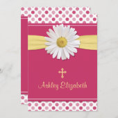 Watermelon Pink Polka Dot Daisy Bestätigung Einladung (Vorne/Hinten)