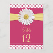 Watermelon Pink Polka Dot Daisy Table Cards Postkarte (Vorderseite)