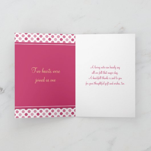 Watermelon Pink Polka Dot Wedding Dankeschön Karte (Innenseite)