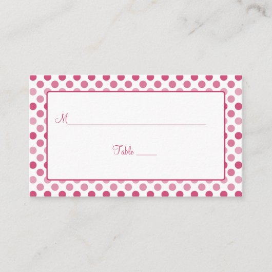 Watermelon Pink Polka Dot Wedding Platzkarten (Vorderseite)