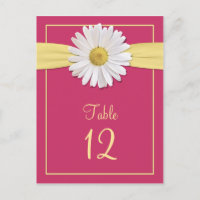 Watermelon Pink Shasta daisy Table Cards