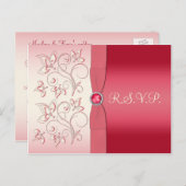 Watermelon Pink und Ivory R.S.V.P Postcard Einladungspostkarte (Vorne/Hinten)