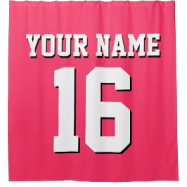 Watermelon Pink White Sports Jersey Team Jersey Duschvorhang