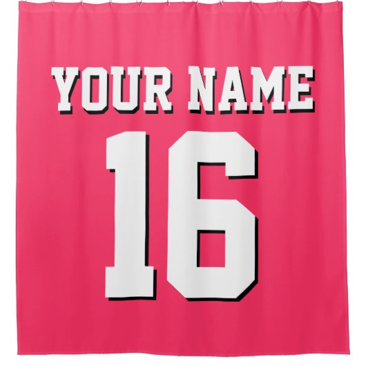 Watermelon Pink White Sports Jersey Team Jersey Duschvorhang (Vorderseite)