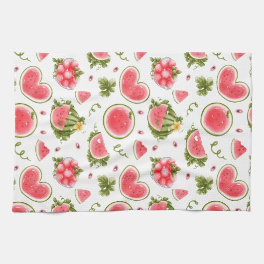 Watermelon Pink White Summer Geschirrtuch (Horizontal)