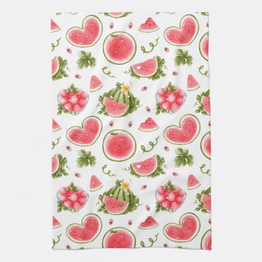 Watermelon Pink White Summer Geschirrtuch (Vertikal)