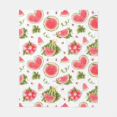 Watermelon Pink White Summer Picnic Fleecedecke (Vorderseite)