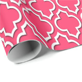 Watermelon Pink White XL Marokkanisch Quatrefolie Geschenkpapier (Rolleneckpunkt)