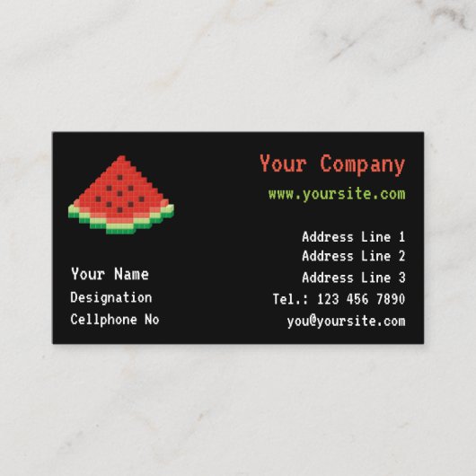 Watermelon Pixel Art Visitenkarte (Vorderseite)