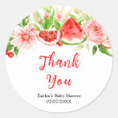 Watermelon Pomegranate Baby Shower Thank You Runder Aufkleber (Vorderseite)