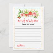 Watermelon Pomegranate Baby Shower Words Of Wisdom Einladung (Vorderseite)