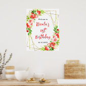 Watermelon Pomegranate Birthday Welcome Poster (Küche)