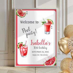 Watermelon Pool Party Drinks Poster Begrüßungszeic