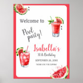 Watermelon Pool Party Drinks Poster Begrüßungszeic (Vorne)
