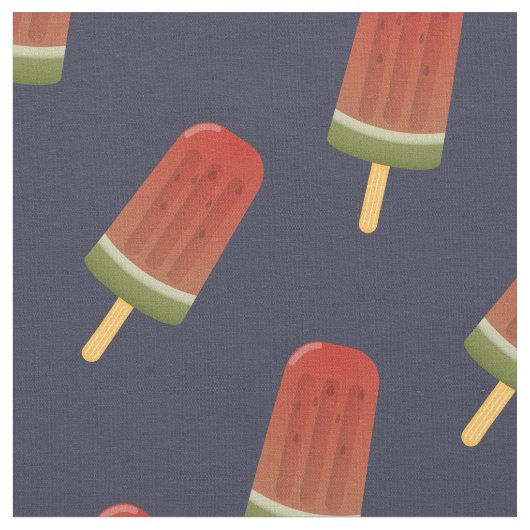 Watermelon Popsicle Pattern Navy Blauer Stoff (Nahaufnahme)