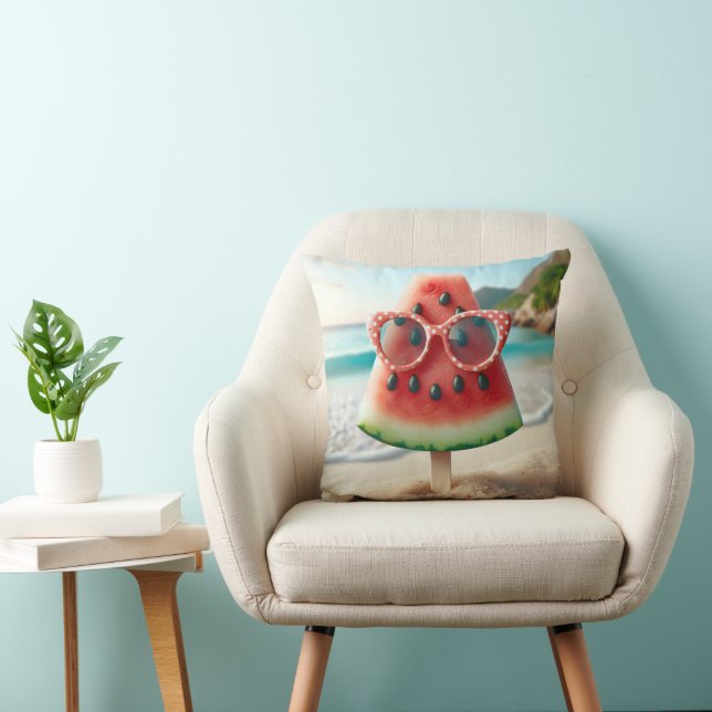 Watermelon Popsicle Wearing Sunglasses Kissen (Stuhl )