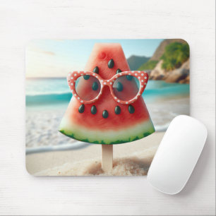 Watermelon Popsicle Wearing Sunglasses Mousepad
