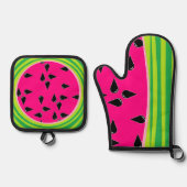 Watermelon Print Pot Holder und Oven Mitt Ofenhandschuh & Topflappen-Set (Vorderseite)