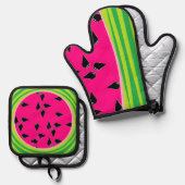 Watermelon Print Pot Holder und Oven Mitt Ofenhandschuh & Topflappen-Set (Vorderseite/Rückseite)