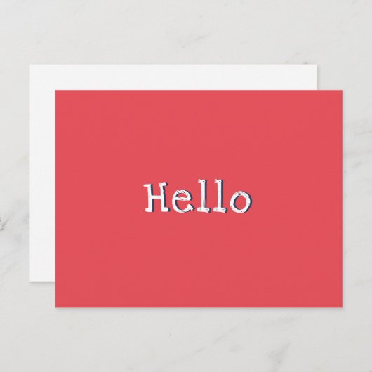Watermelon Red Chic Modern Simple Hello Custom Postkarte (Vorne/Hinten)