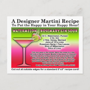 WATERMELON ROSEMARY GIN SOUR COCKTAIL RECIPKARTE POSTKARTE